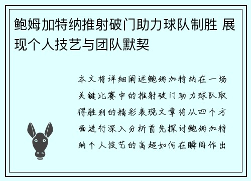 鲍姆加特纳推射破门助力球队制胜 展现个人技艺与团队默契 鲍姆加特纳推射破门助力球队制胜 展现个人技艺与团队默契